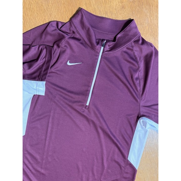 Nike Other - Nike Team Dri-FIT 1/4 Zip Short Sleeve Pullover Maroon White Men's Small Golf